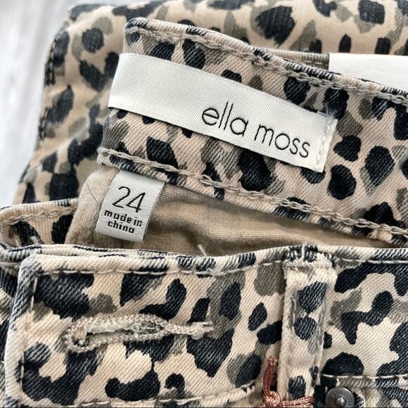 Ella Moss Women's Cream/Black Cheetah Dabs High Rise Skinny Ankle Jeans sz 24 - Picture 5 of 6